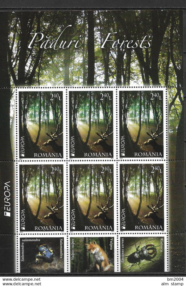 2011 Romania Rumänien Mi. 6522-3  **MNH  Europa: Der Wald - 2011