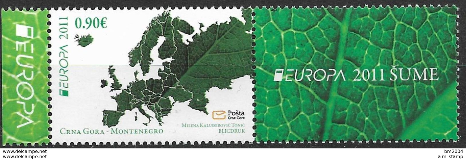 2011 Montenegro   Mi. 264-5 **MNH     Europa  " Der Wald " - 2011