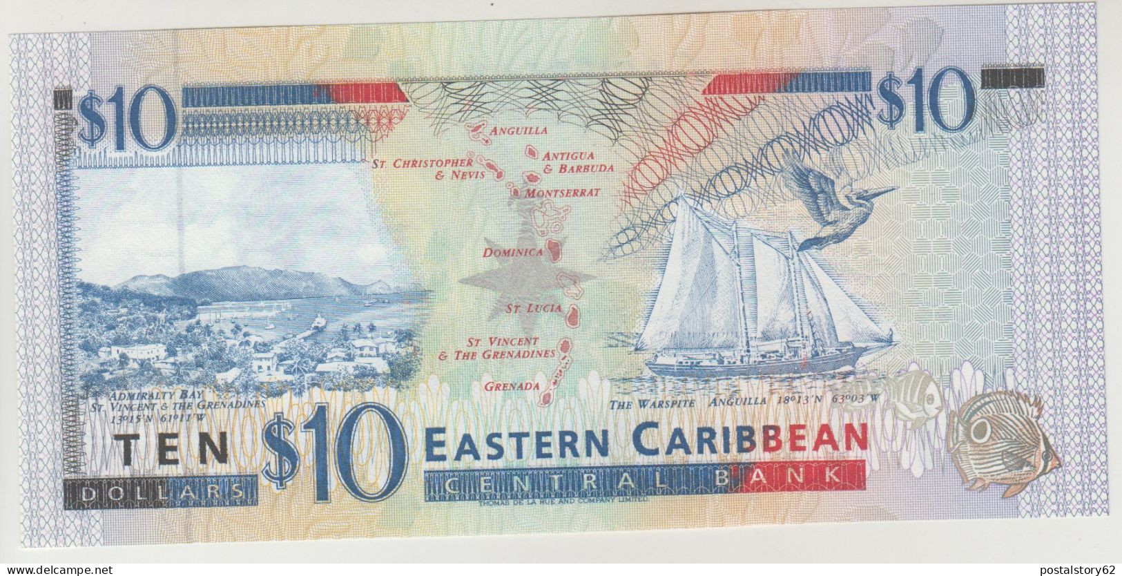 Eastern Caribbean States 10 Dollars 1994 Pick#32 M   ( Monserrat ) FDS - Caraïbes Orientales