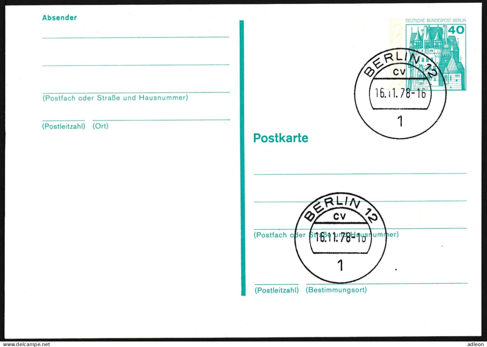 Berlin - Entier Postal / W-Berlin - Poskarte P 104 Gest. Versandstelle Berlin 16-11-1978 - Cartoline - Usati