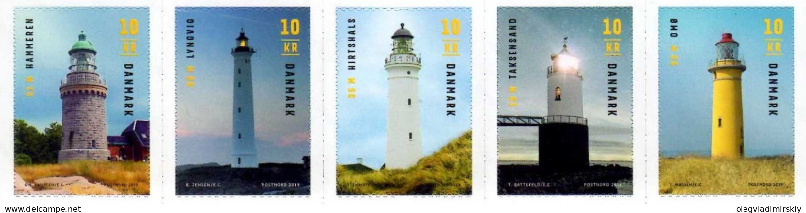 Denmark Danemark Danmark 2019 Lighthouses Strip Of 5 Stamps Mint - Ungebraucht