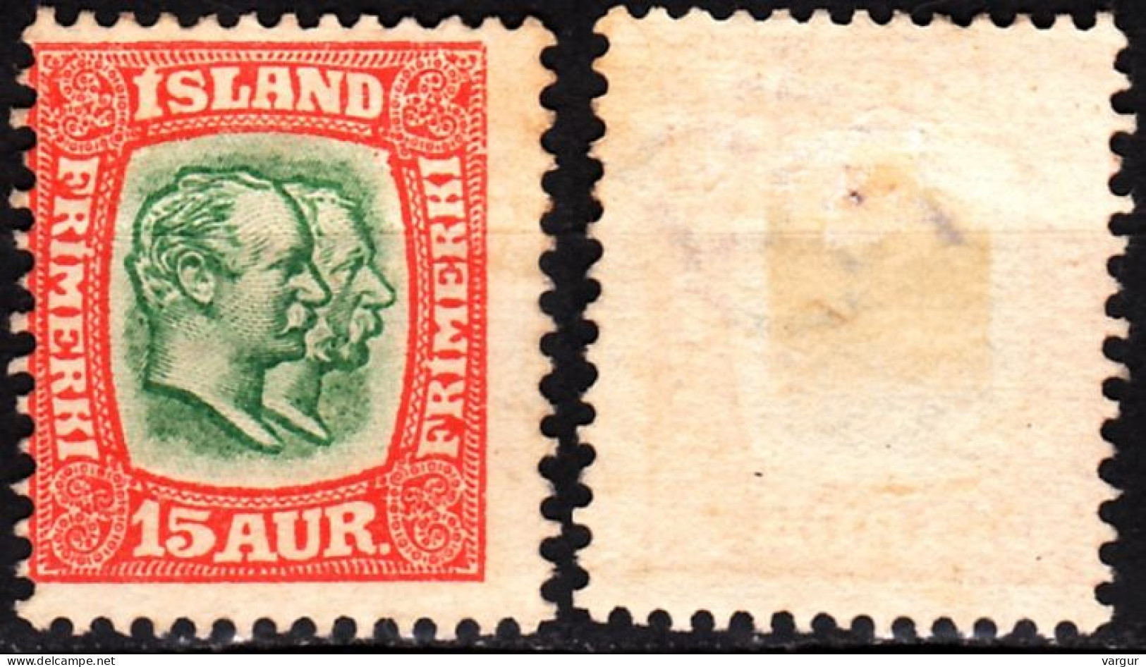 ICELAND / ISLAND 1907 Kings. 15A Watermark Crown, MLH No Gum - Nuovi