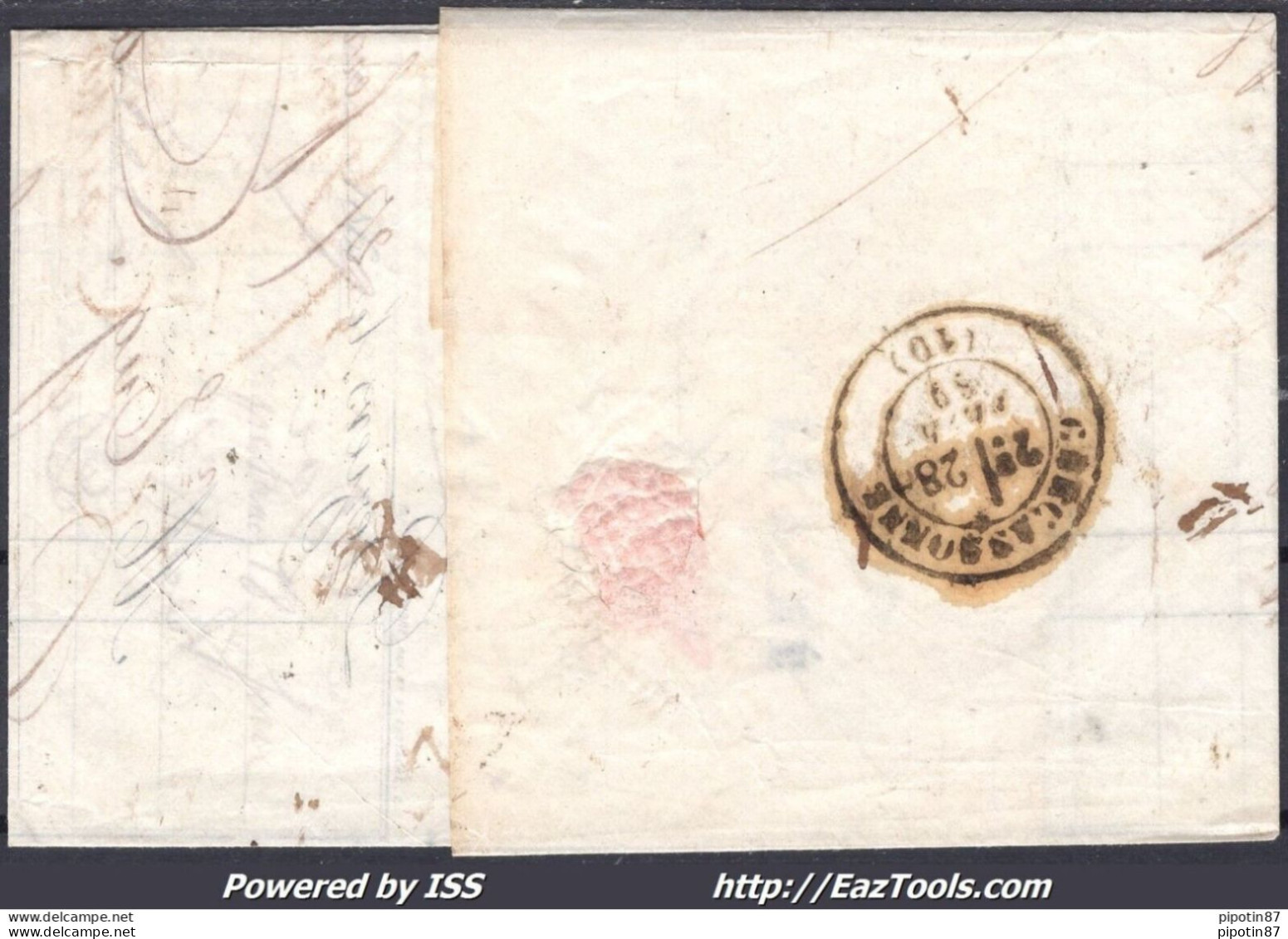 FRANCE N°31 SUR LETTRE GC 472 BEZIERS HERAULT + CACHET A DATE DU 27/02/1869 - 1863-1870 Napoleon III With Laurels