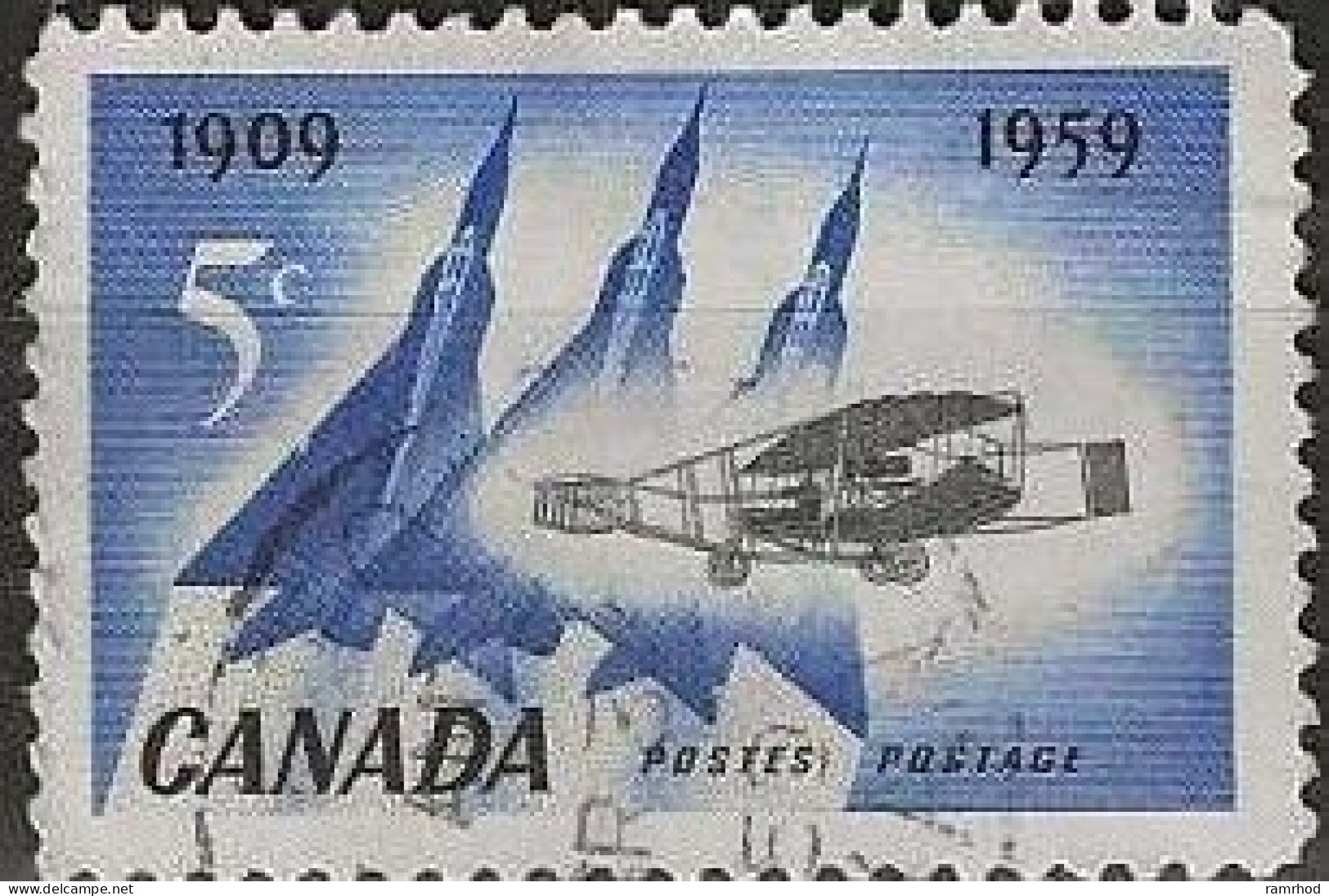 CANADA 1959 50th Anniversary Of First Flight Of The Silver Dart In Canada - 5c - John McCurdy's Biplane Silver Dart FU - Gebraucht