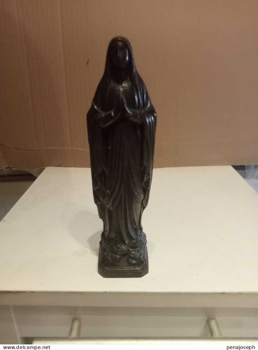 Statuette En Régule Religieux Signé DSR Du XIXème Hauteur 19,5 Cm - Metall
