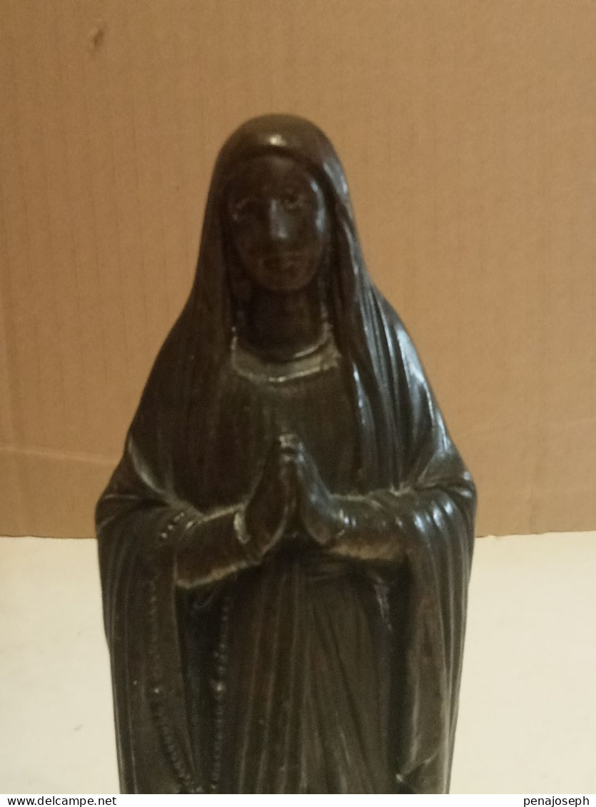 Statuette En Régule Religieux Signé DSR Du XIXème Hauteur 19,5 Cm - Métal