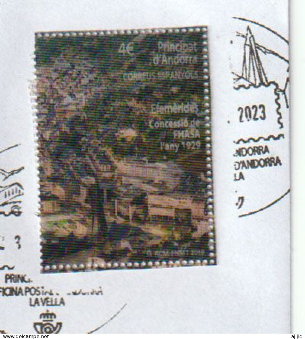 ANDORRA.FHASA/FEDA.(Forces Hidroelèctriques D'Andorra) Timbre  Lenticulaire, Oblitéré Sur Fragment Lettre.Haute Faciale - Used Stamps