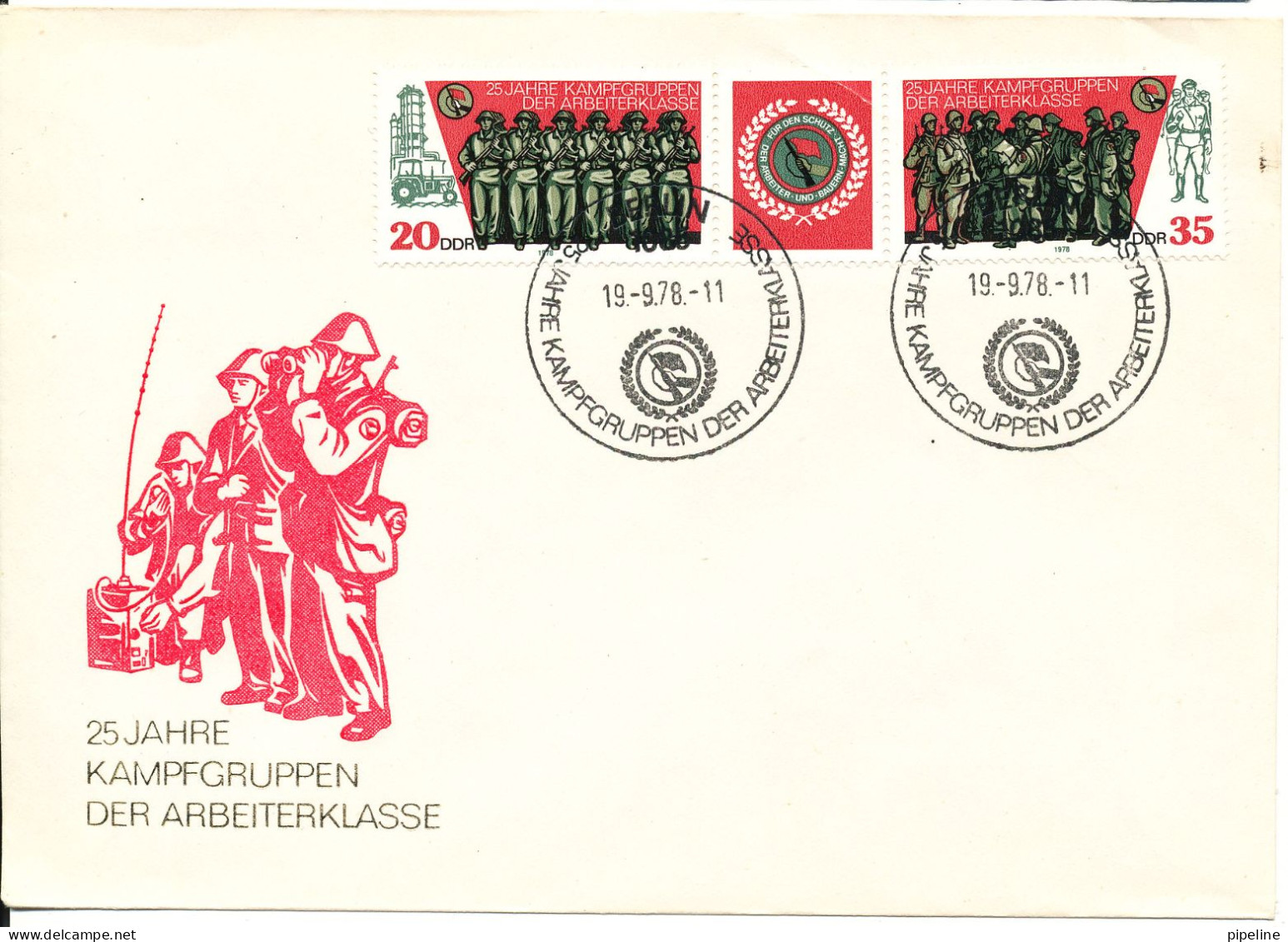 DDR FDC 19-9-1978 Kampfgruppen Complete With Cachet - 1971-1980