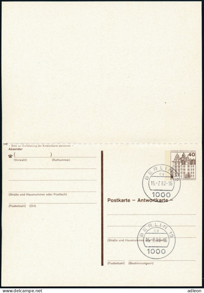 Berlin - Entier Postal / W-Berlin - Poskarte P 124/I Gest. Berlin 12 / 15-7-1982 Versandstelle - Cartoline - Usati