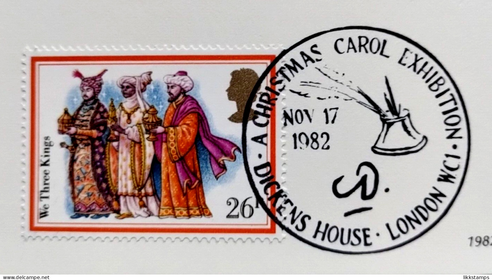 1982 'CHRISTMAS CAROLS' BENHAM SILK POSTCARDS WITH FIRST DAY OF ISSUE POSTMARKS. ( 00851 ) - Maximum Cards