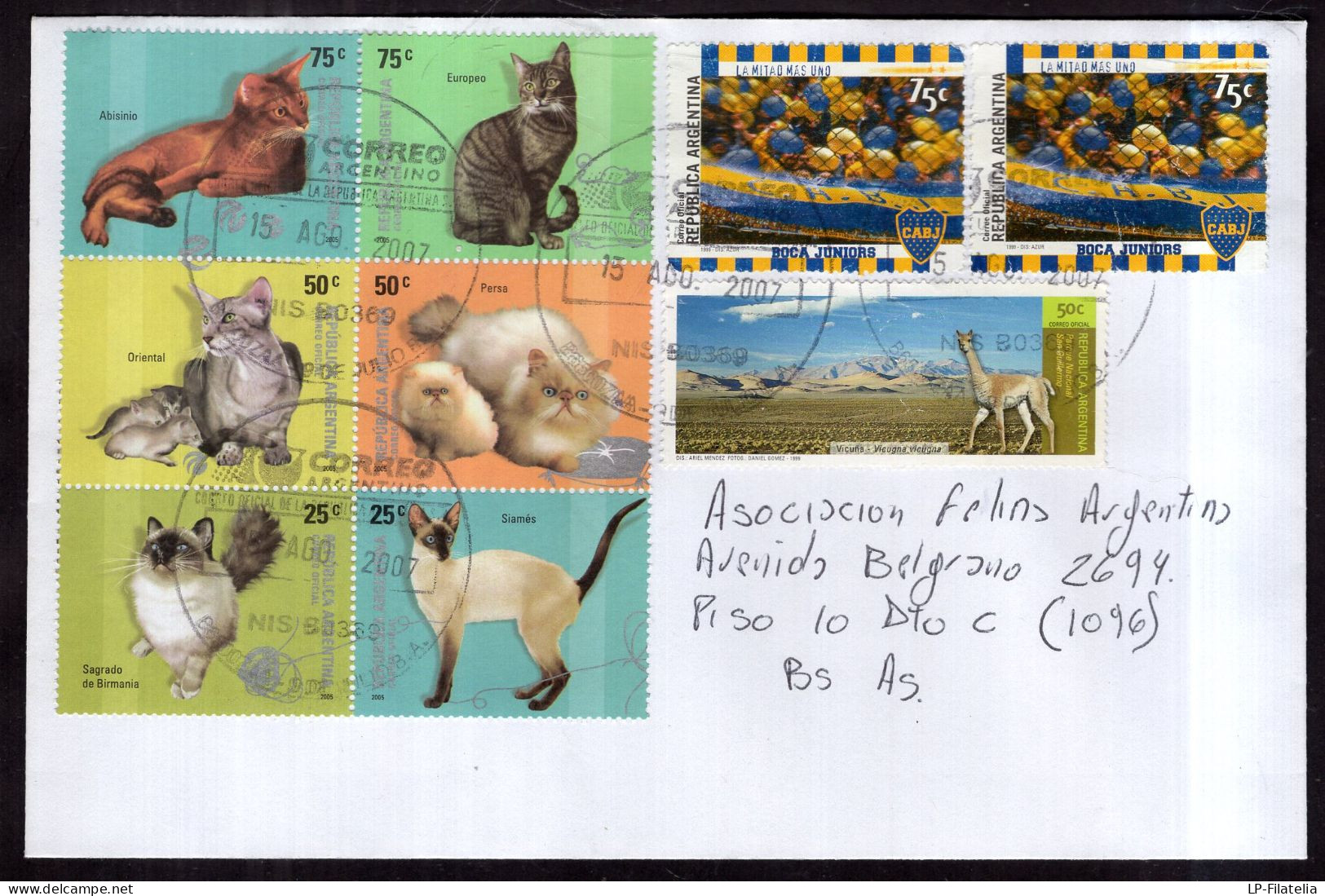 Argentina - 2005/07/08 - 4 Philatelic Envelope - Cats - Diverse Stamps - Briefe U. Dokumente