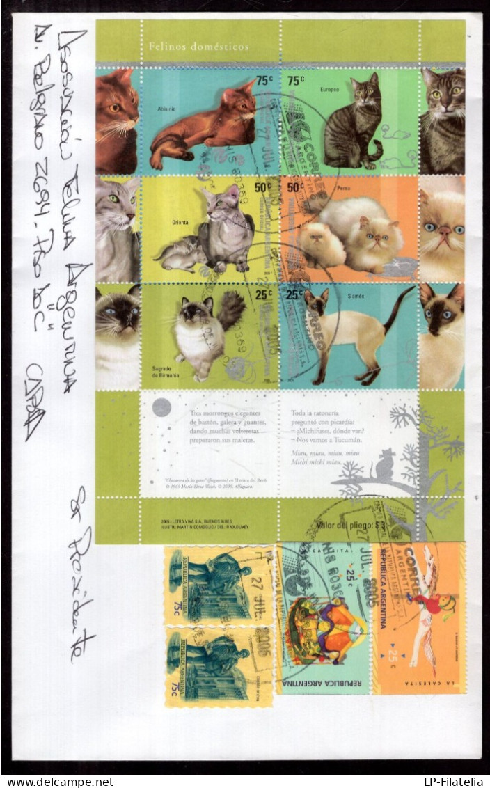 Argentina - 2005/07/08 - 4 Philatelic Envelope - Cats - Diverse Stamps - Briefe U. Dokumente