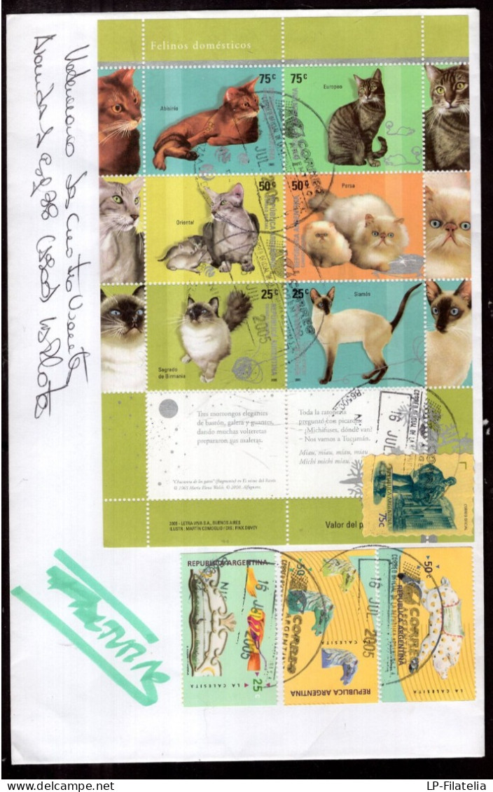 Argentina - 2005/07/08 - 4 Philatelic Envelope - Cats - Diverse Stamps - Briefe U. Dokumente