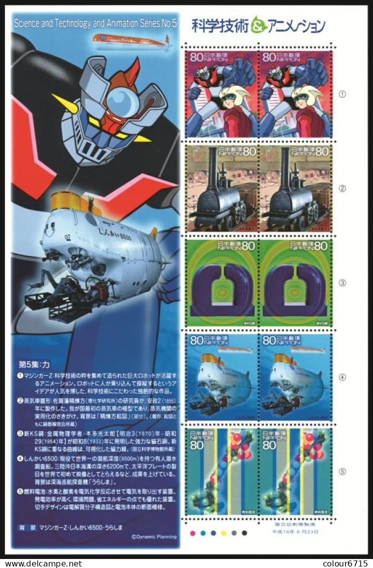 Japan 2003/2004/2005 Science and Technology and Animation stamps complete series in 14 different sheetlets MNH  RARE!!!