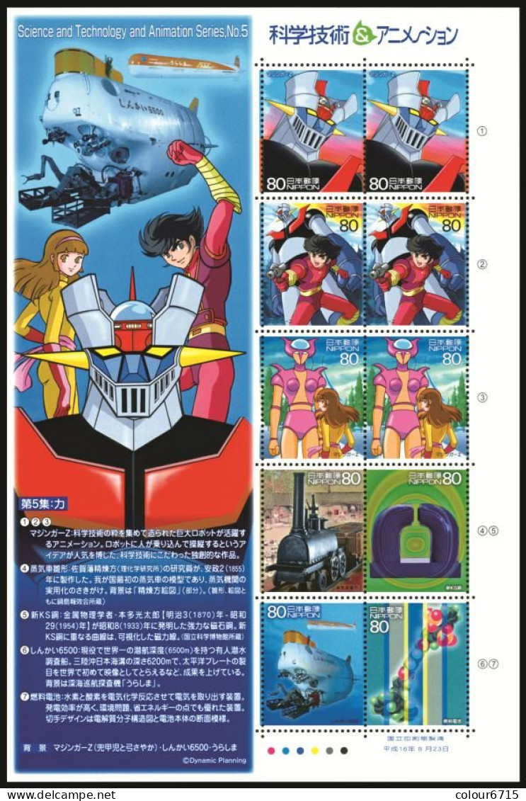 Japan 2003/2004/2005 Science and Technology and Animation stamps complete series in 14 different sheetlets MNH  RARE!!!