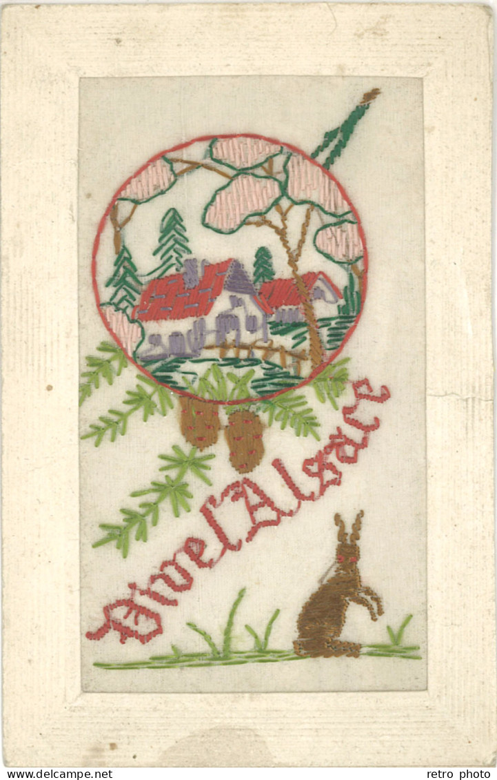 B Brodée, Vive L’Alsace ( Lapin & Village ) - Embroidered