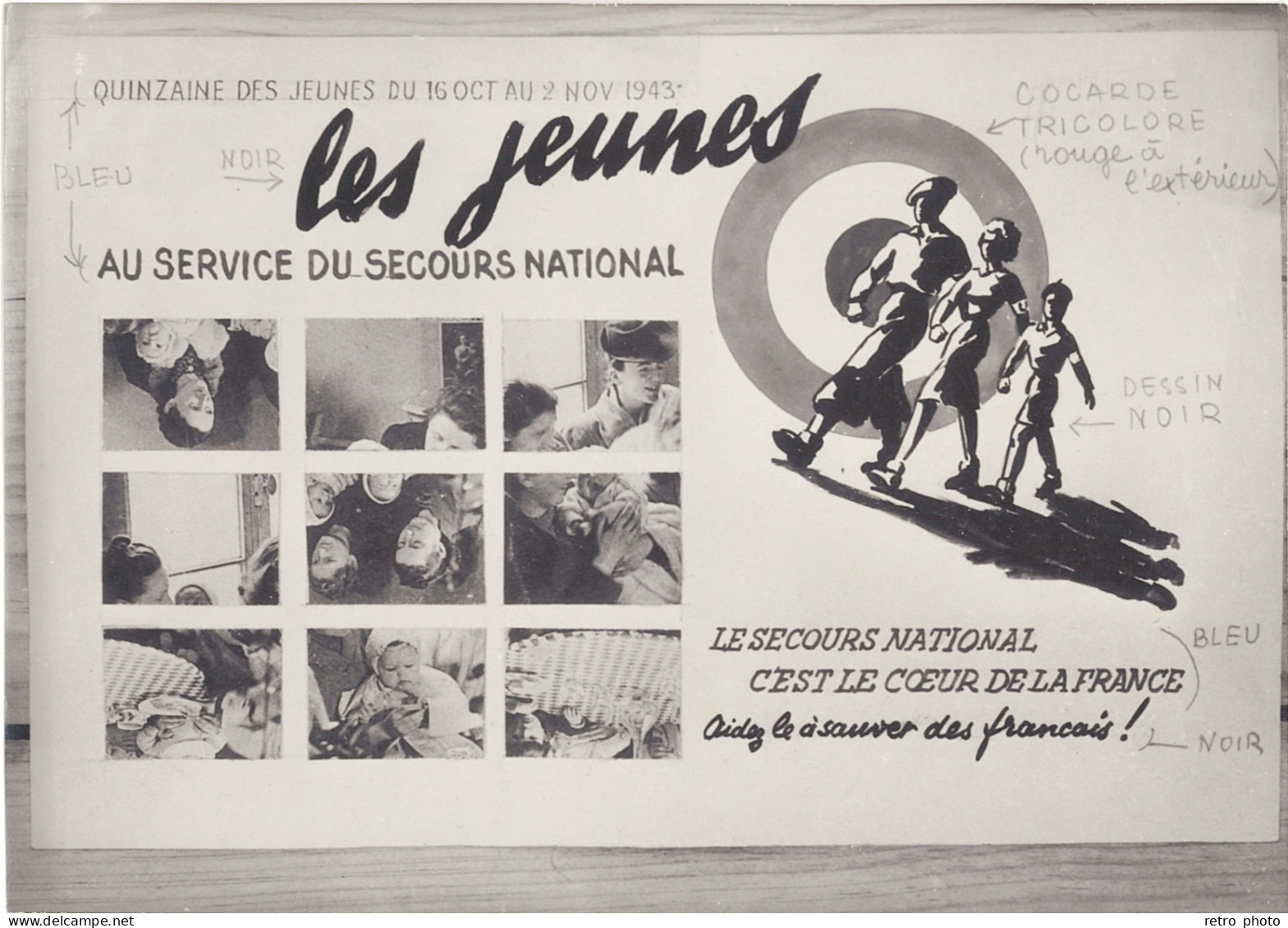 TB Grande Photo Maquette « Les Jeunes Au Service Du Secours National » - Oorlog, Militair