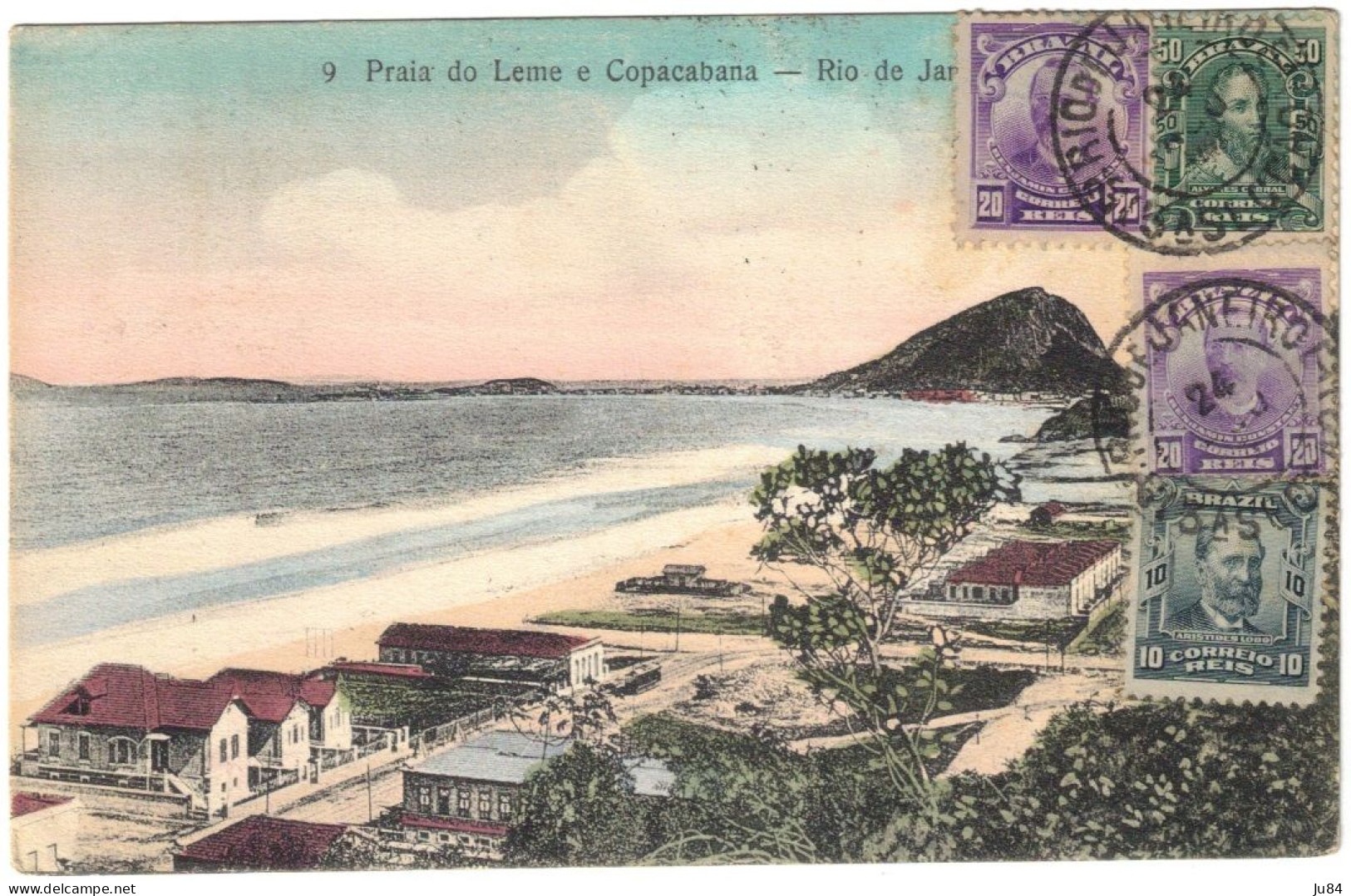 Brésil - Rio De Janeiro - Praia Do Leme E Copacabana - Carte Postale Pour Alger (Algérie) - ​​​​​​​1914 - Covers & Documents