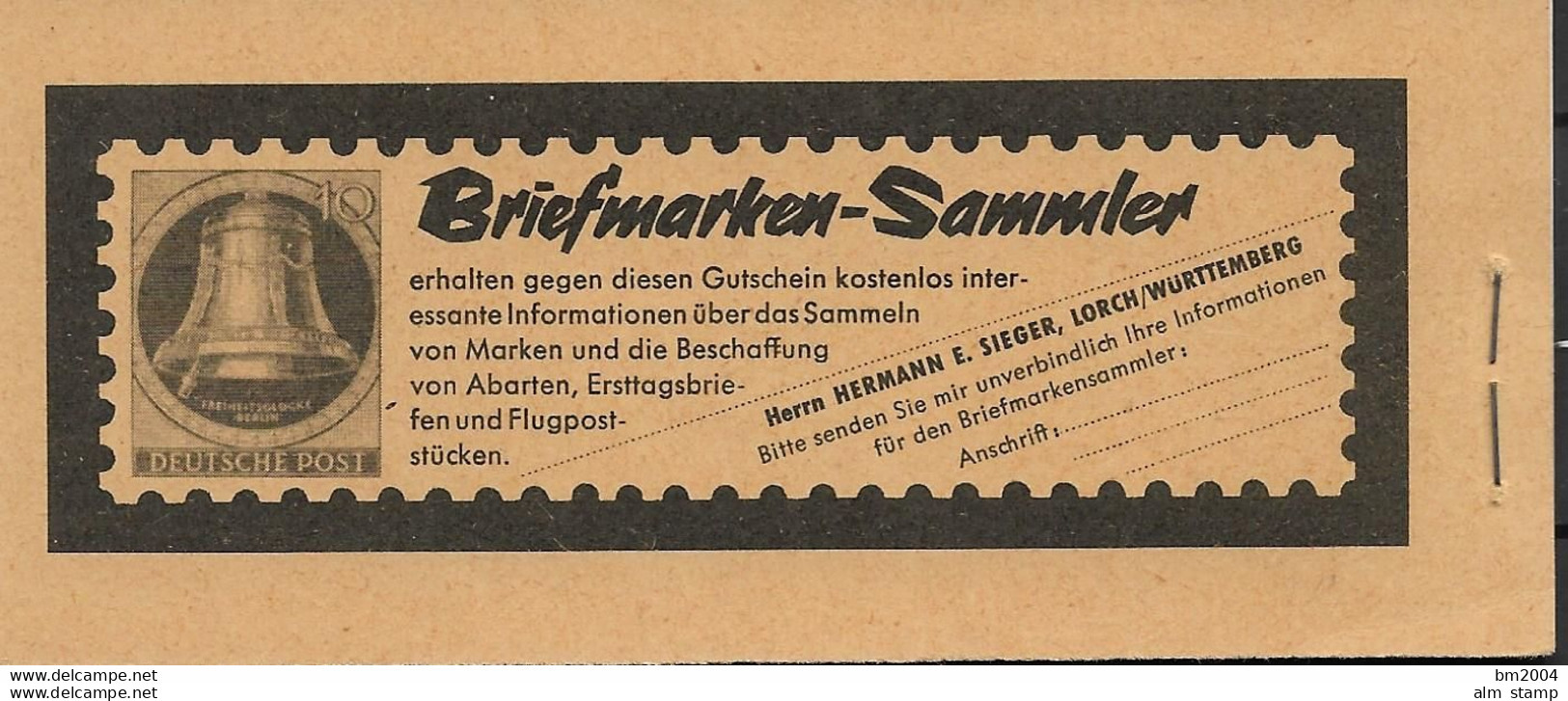 1960 Deutschland Germany Mi. MH 4 Y **MNH    Heuss  + Ziffer - 1951-1970