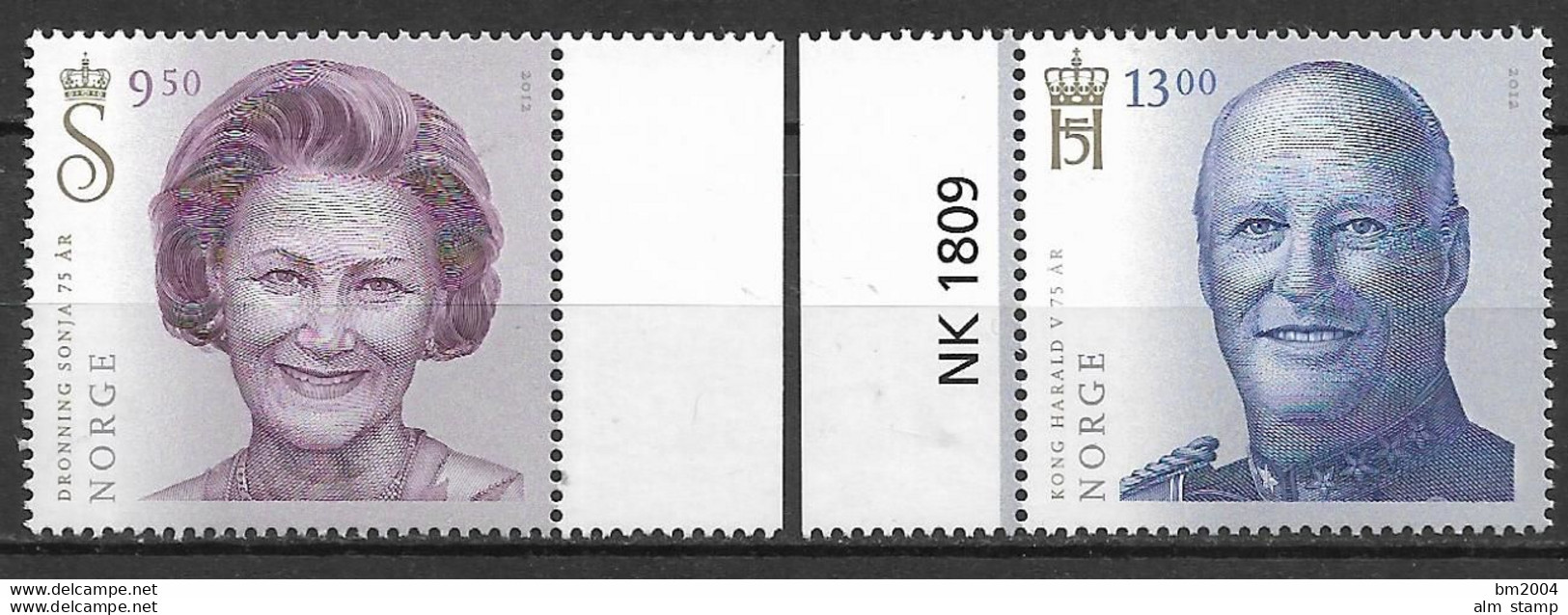 2012 Norwegen   Mi 1775-6 **MNH 75. Geburtstag Von König Harald V. Und Königin Sonja. - Ungebraucht