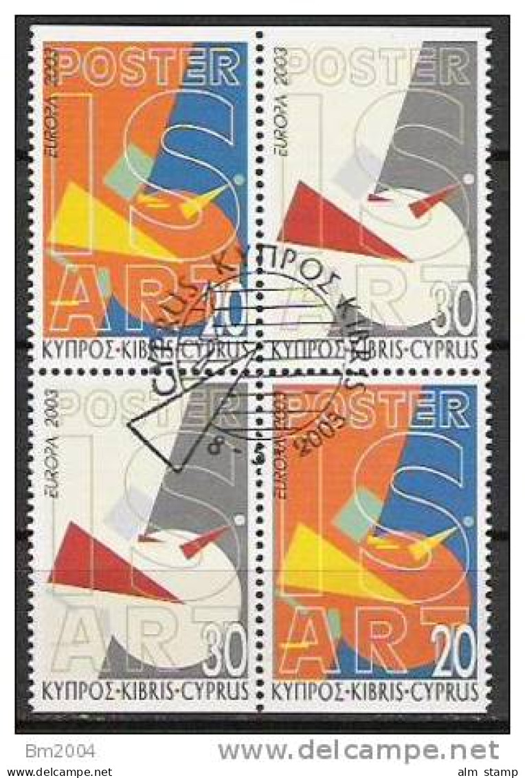 2003 Zypern Mi.  1013-4  Used Booklet Set  Europa: Plakatkunst. - 2003