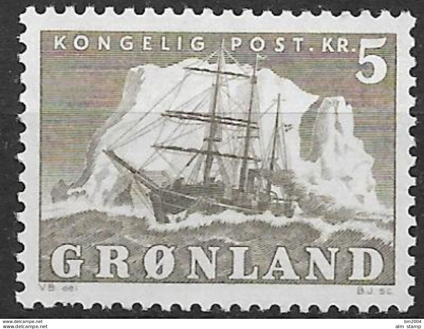 1958 Grönland Mi.41 **MNH  Arktisschiff „Gustav Holm“ Vor Einem Eisberg - Neufs