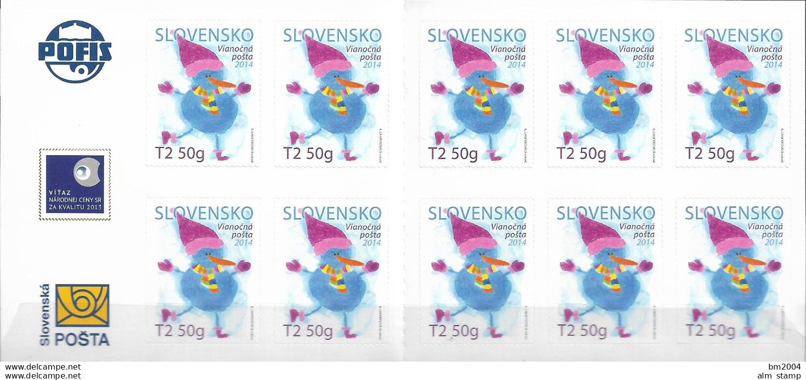 2014 Slowakei  Mi. MH 78 **MNH    Weihnachten Schneemann - Nuovi