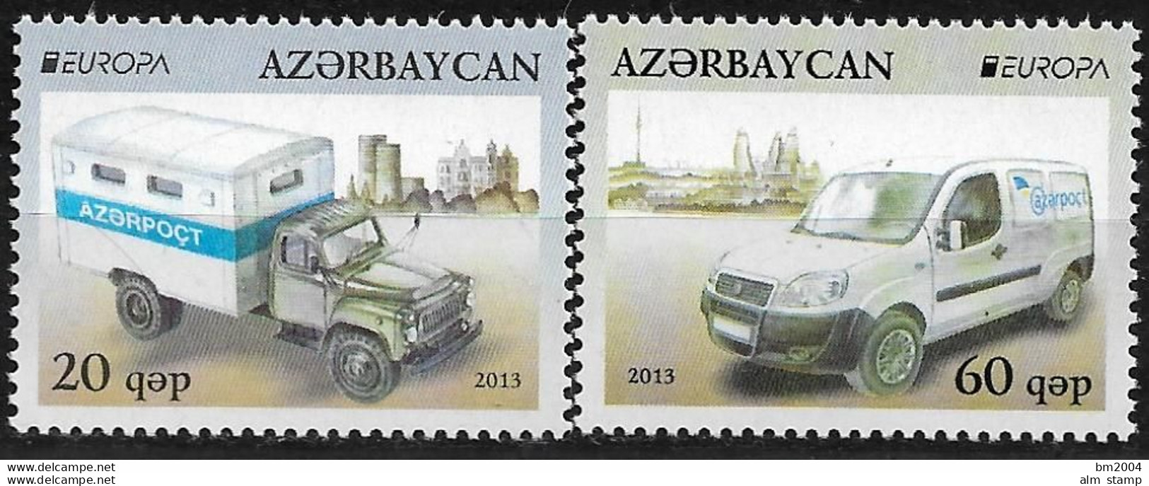 2013 Aserbaidschan Mi.793-4 A**MNH Europa: Postfahrzeuge. - 2013