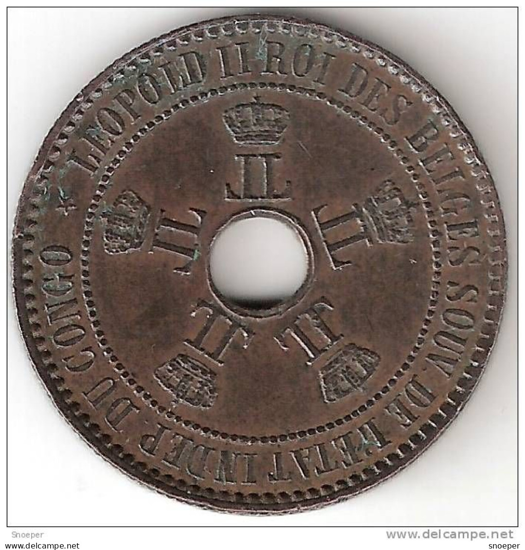 *belgian Congo 5 Centimes  1888  Vf+!!!!!! * - 1885-1909: Leopold II