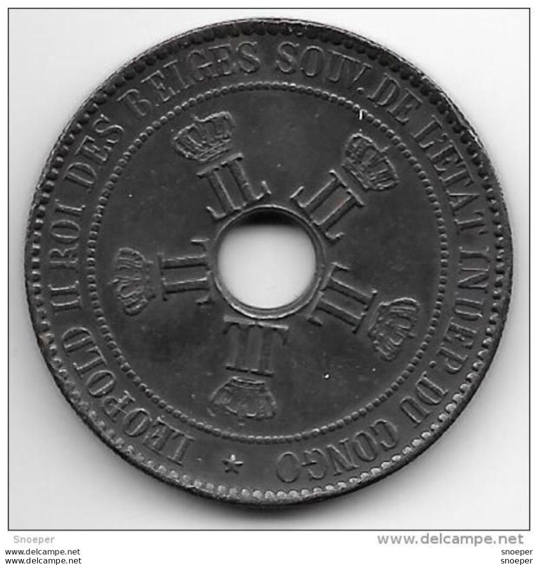*Belgian Congo 10 Centimes 1889  Km 4  Xf+ !!! - 1885-1909: Leopold II