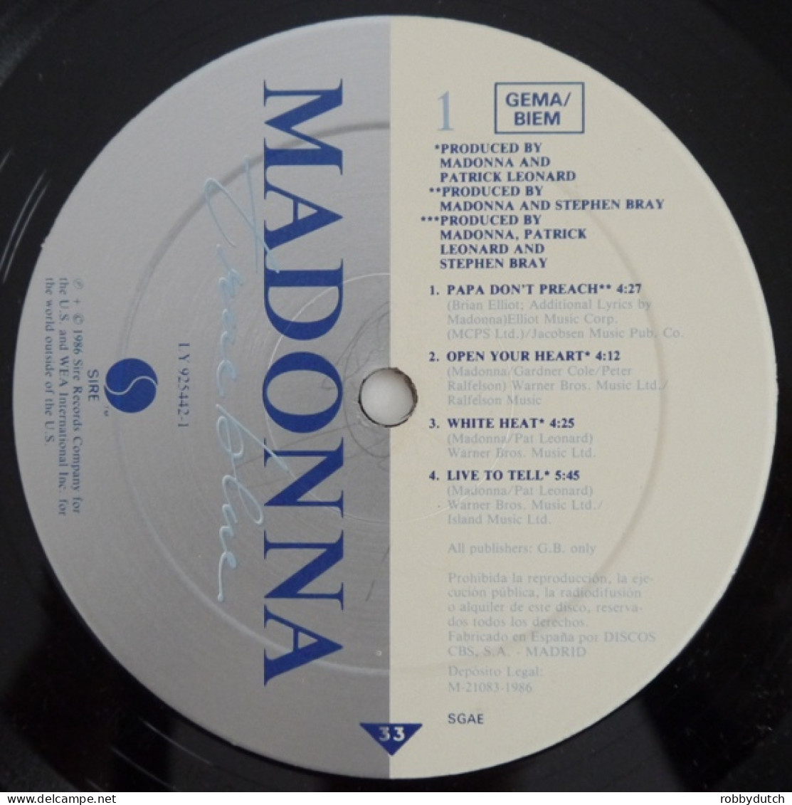 * LP *  MADONNA - TRUE BLUE (Europe 1986 EX-!!) - Disco, Pop