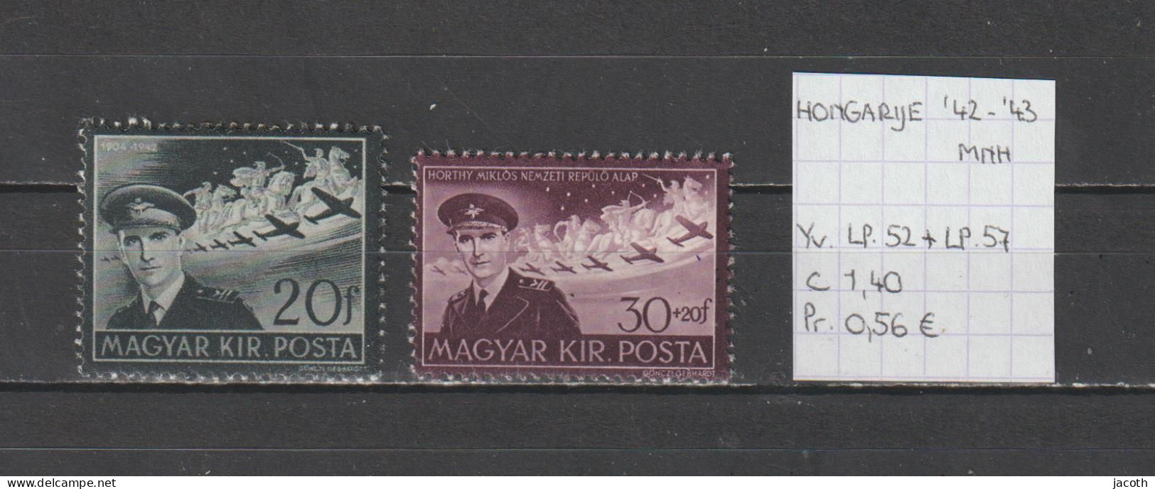 (TJ) Hongarije 1942-'43 - YT LP. 52 + 57 (postfris/neuf/MNH) - Unused Stamps