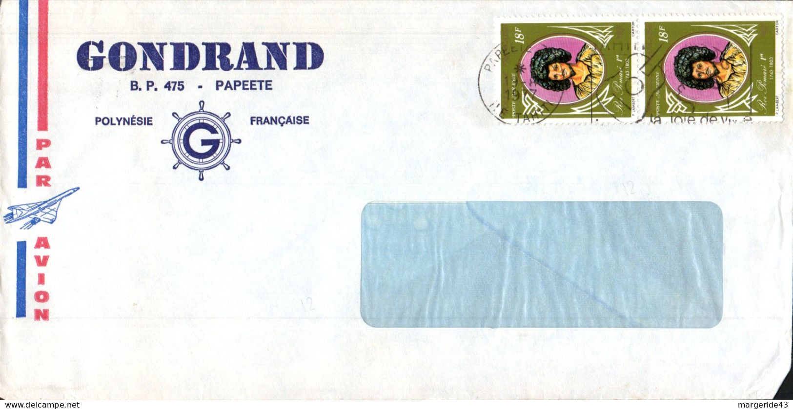 POLYNESIE AFFRANCHISSEMENT COMPOSE SUR LETTRE POUR LA FRANCE 1977 - Cartas & Documentos