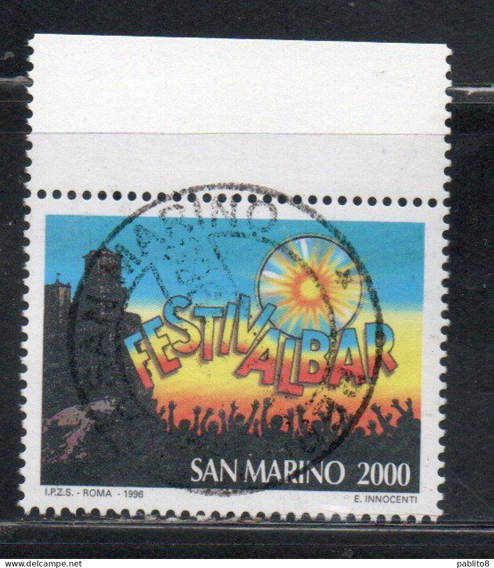 REPUBBLICA DI SAN MARINO 1996 FESTIVALBAR LIRE 2000 USATO USED OBLITERE' - Gebraucht