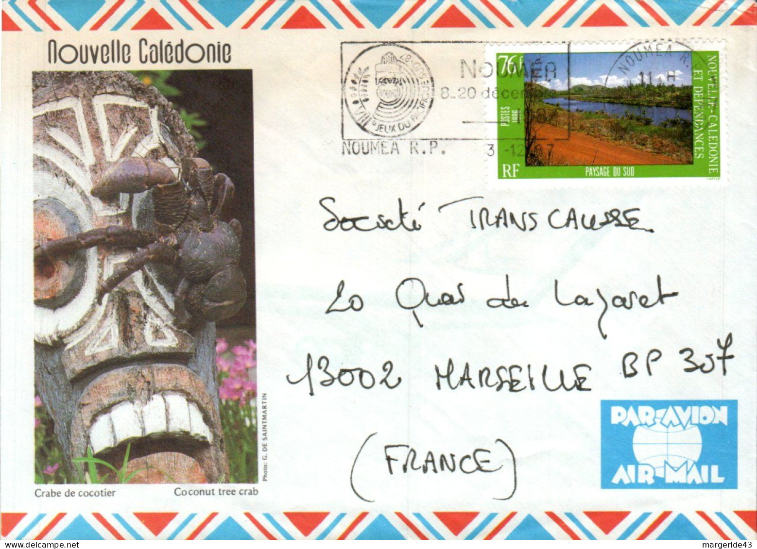 NOUVELLE CALEDONIE SEUL SUR LETTRE AVION POUR LA FRANCE 1984 - Brieven En Documenten