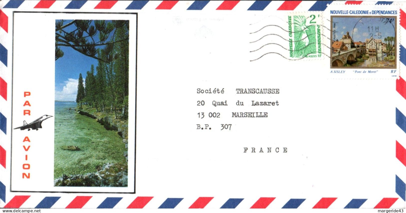 NOUVELLE CALEDONIE AFFRANCHISSEMENT COMPOSE SUR LETTRE POUR LA FRANCE 1987 - Cartas & Documentos