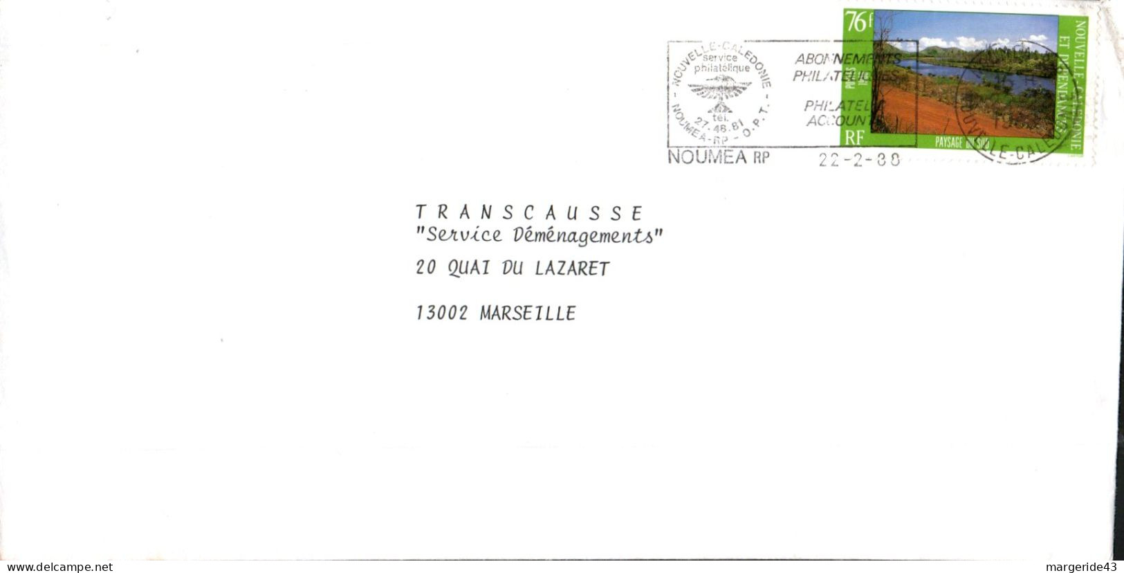 NOUVELLE CALEDONIE SEUL SUR LETTRE POUR LA FRANCE 1988 - Brieven En Documenten