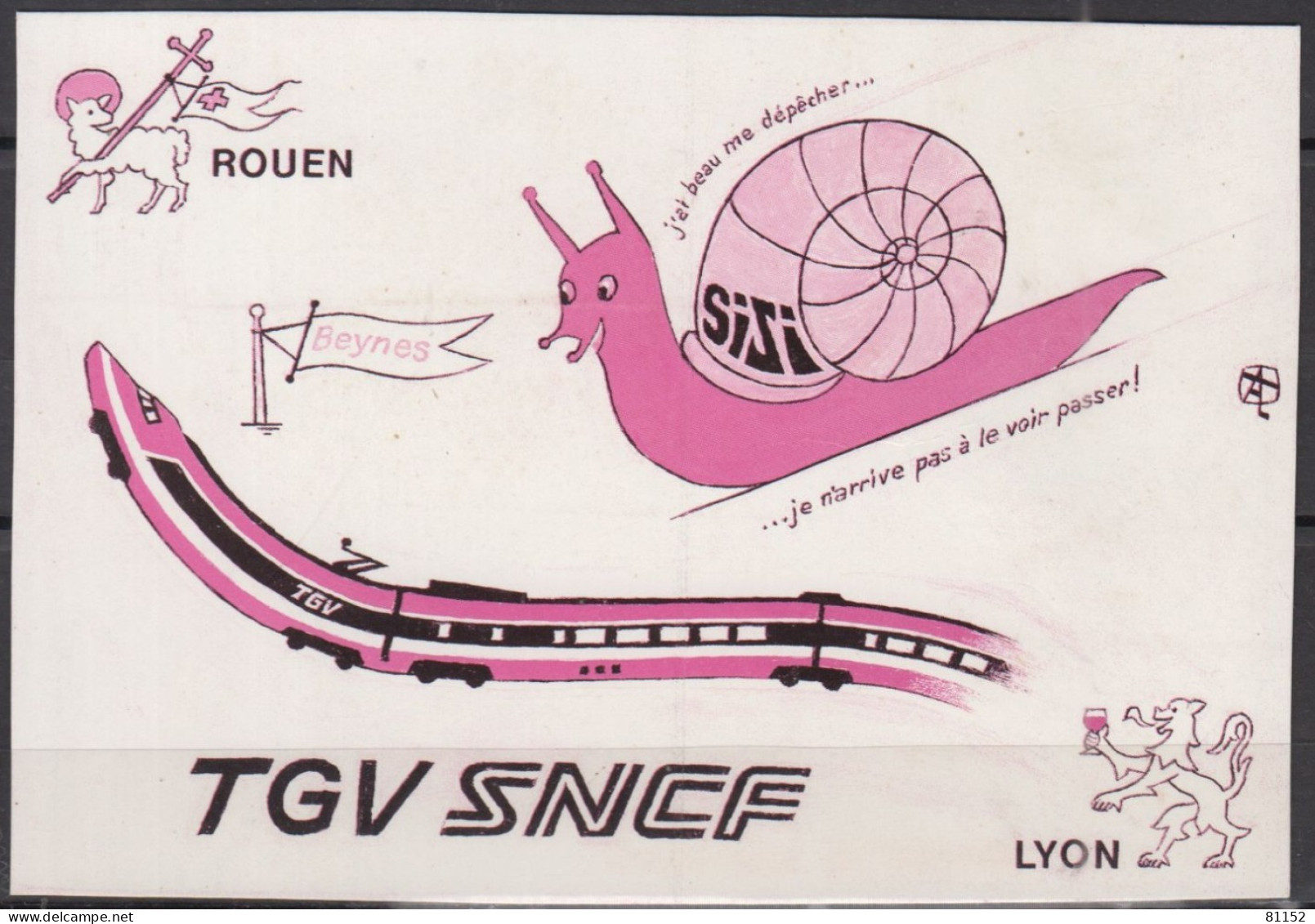 CP  Illustrateur Albert Thiniot   " TGV  Rouen-Lyon  " - Thinlot, Albert