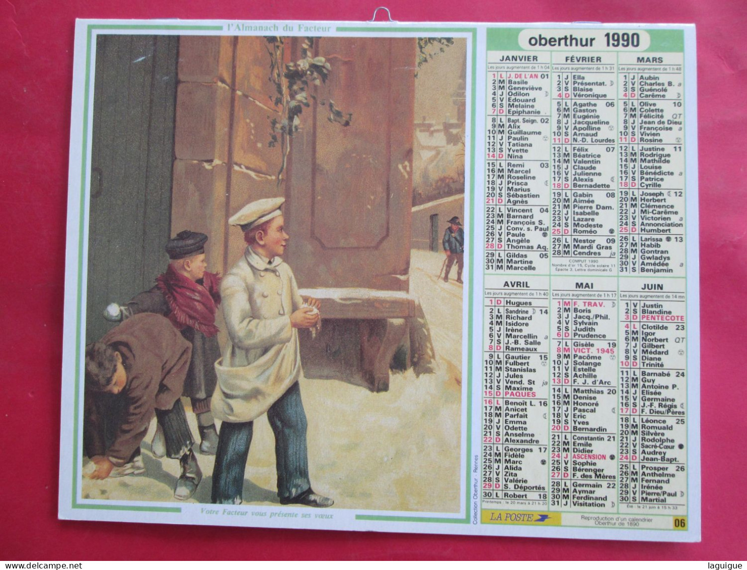 CALENDRIER ALMANACH 1990 OBERTHUR PHOTOS ANCIENNES VINTAGE MILITAIRE ENFANTS - Grossformat : 1981-90