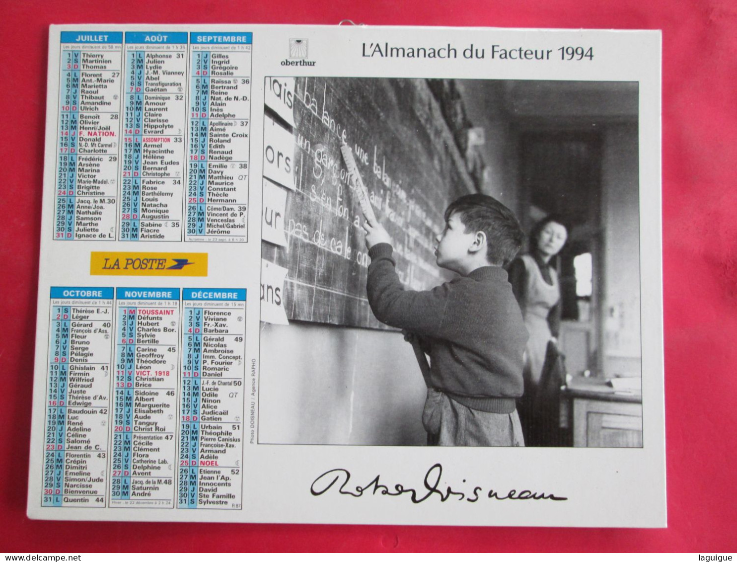 CALENDRIER ALMANACH 1994 OBERTHUR ROBERT DOISNEAU ENFANTS A L'ECOLE ENFANTS S'AMUSENT - Groot Formaat: 1991-00