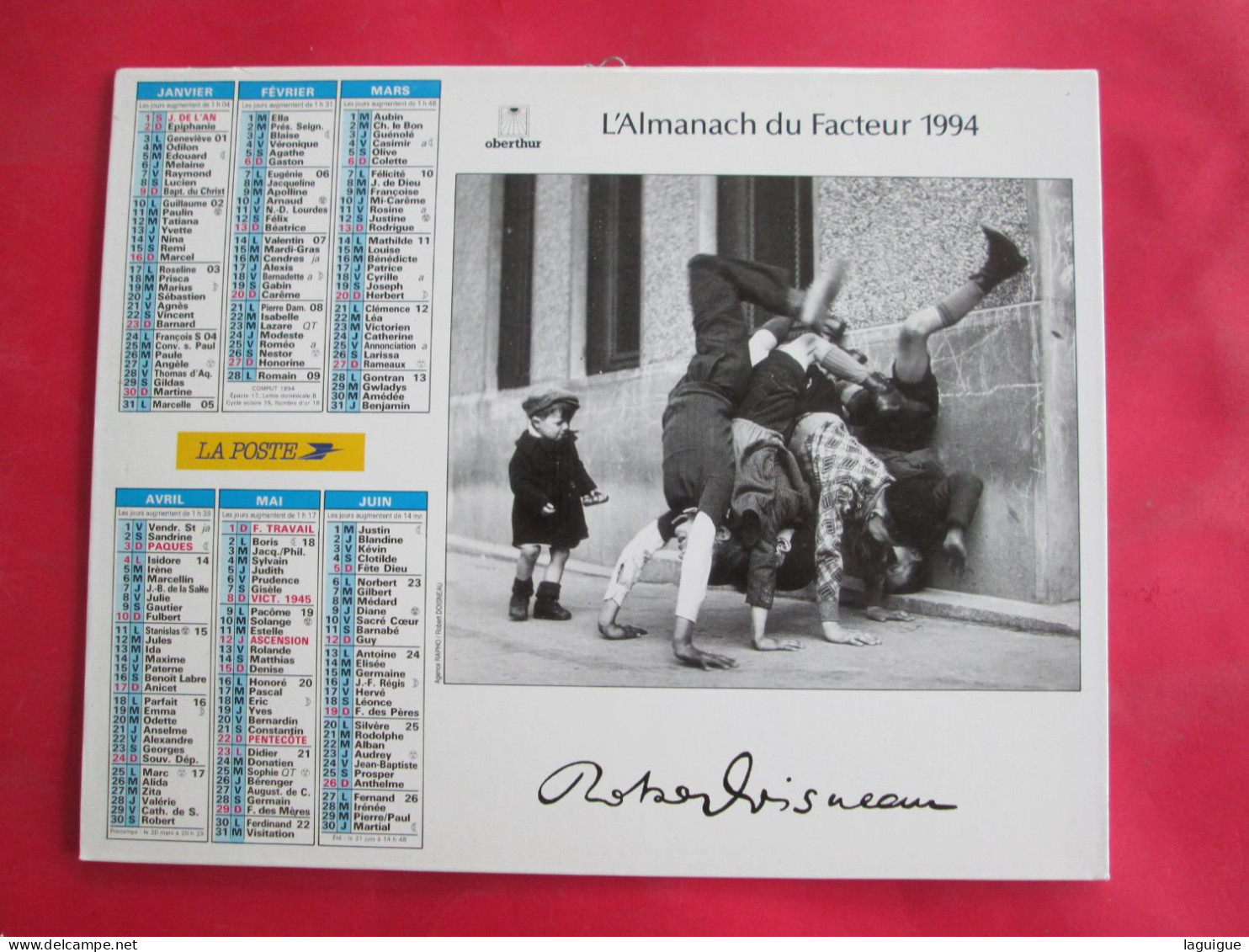 CALENDRIER ALMANACH 1994 OBERTHUR ROBERT DOISNEAU ENFANTS A L'ECOLE ENFANTS S'AMUSENT - Groot Formaat: 1991-00