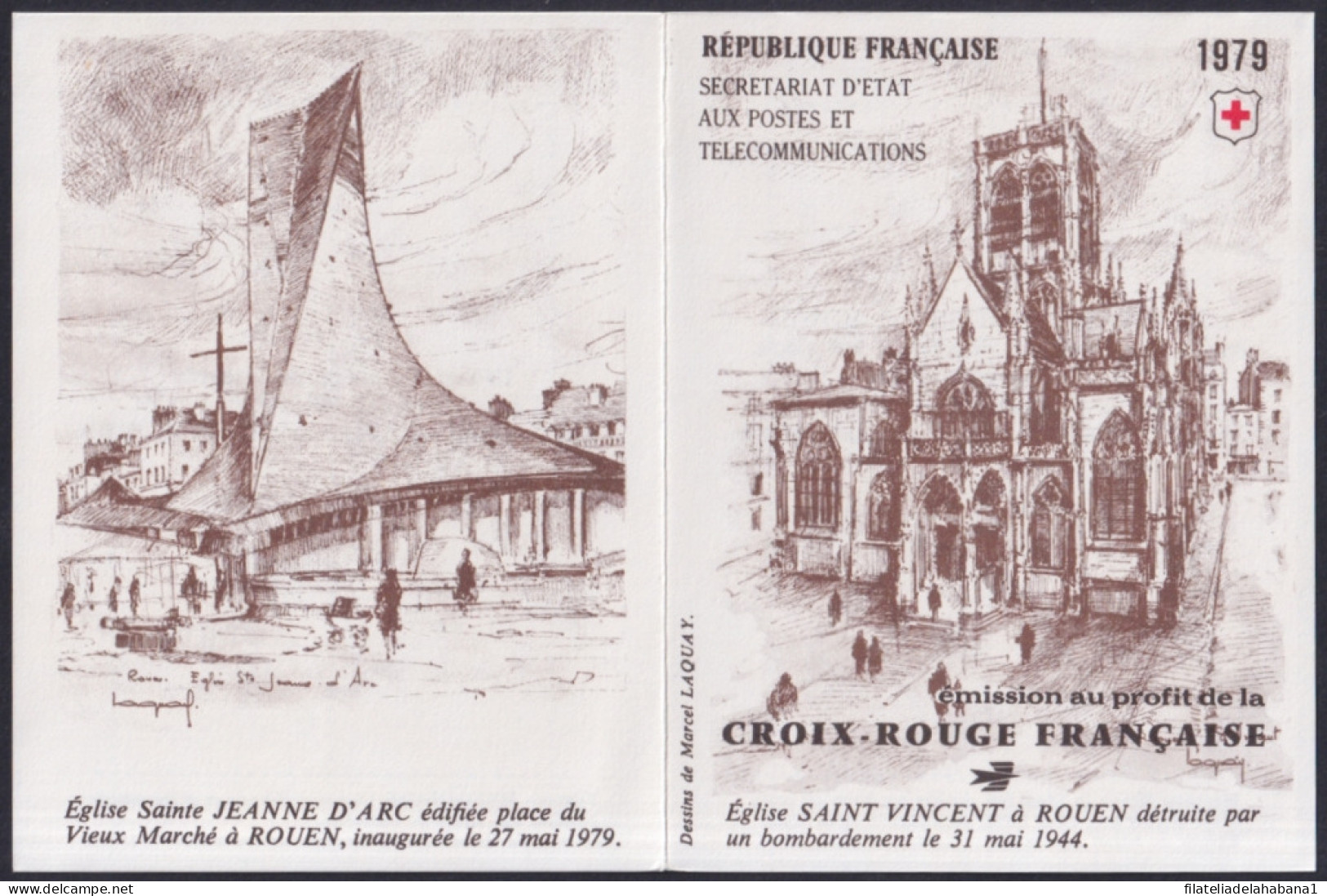 F-EX44728 FRANCE MNH 1979 BOOKLED RED CROSS CHURCH OF ROUEN STAINED GLASS. - Otros & Sin Clasificación