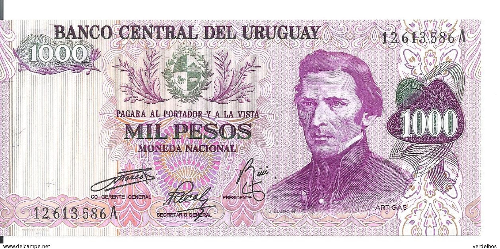 URUGUAY 1000 PESOS ND1974 UNC P 52 - Uruguay