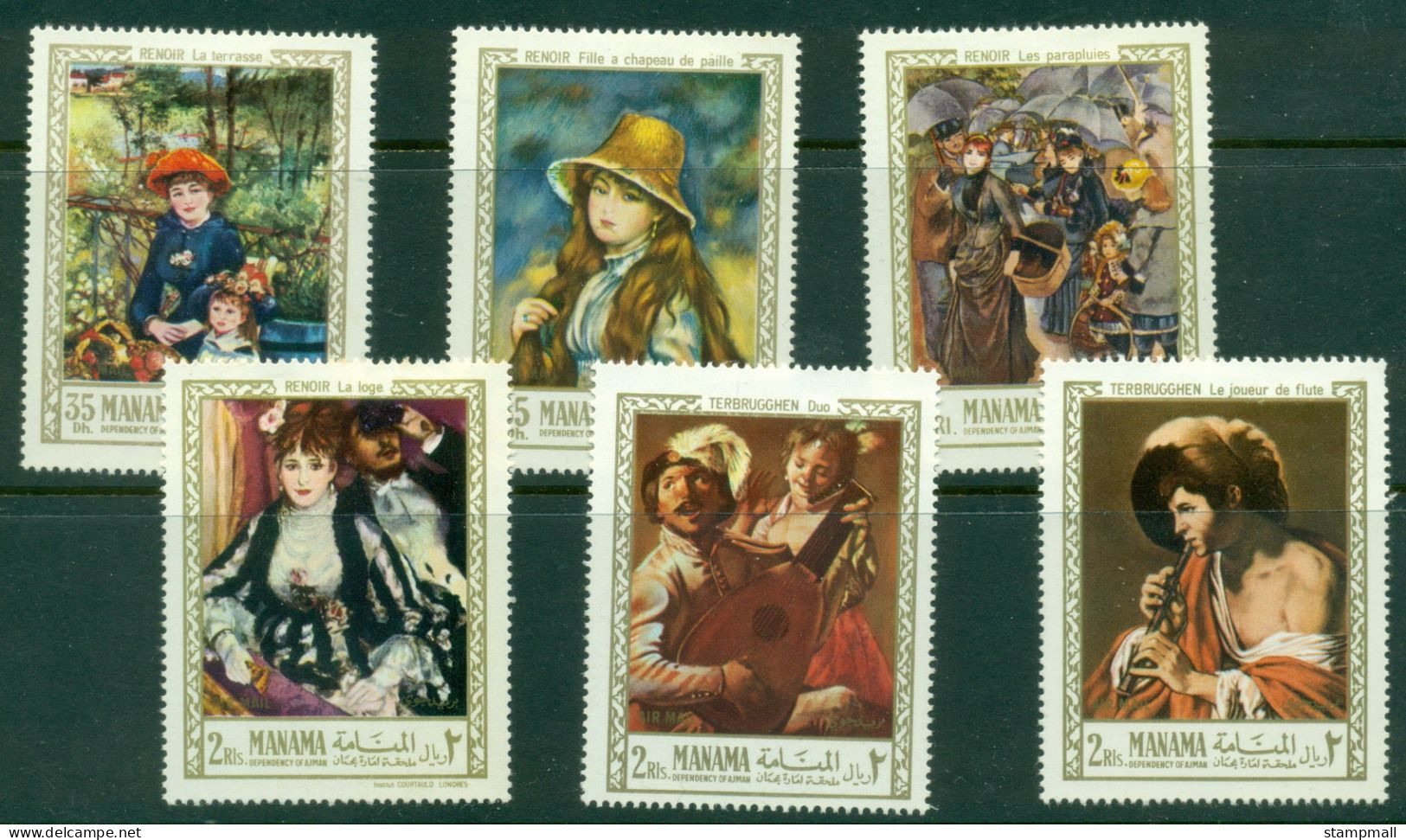 Manama 1967 Mi#56-65 Paintings By Renoir & Terbruggen MLH - Sonstige & Ohne Zuordnung