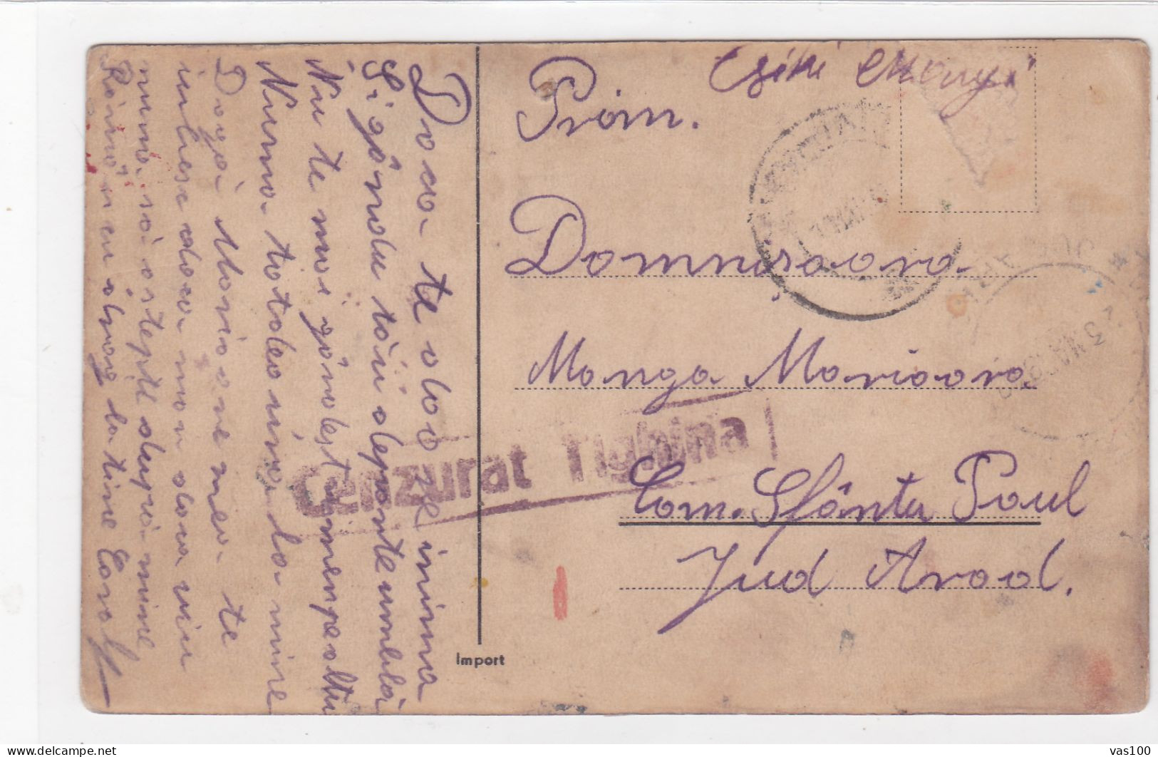 Romanian WWII,BASSARABIE / BESSARABIE,postcard Censored Tighina 1944 - Lettres 2ème Guerre Mondiale