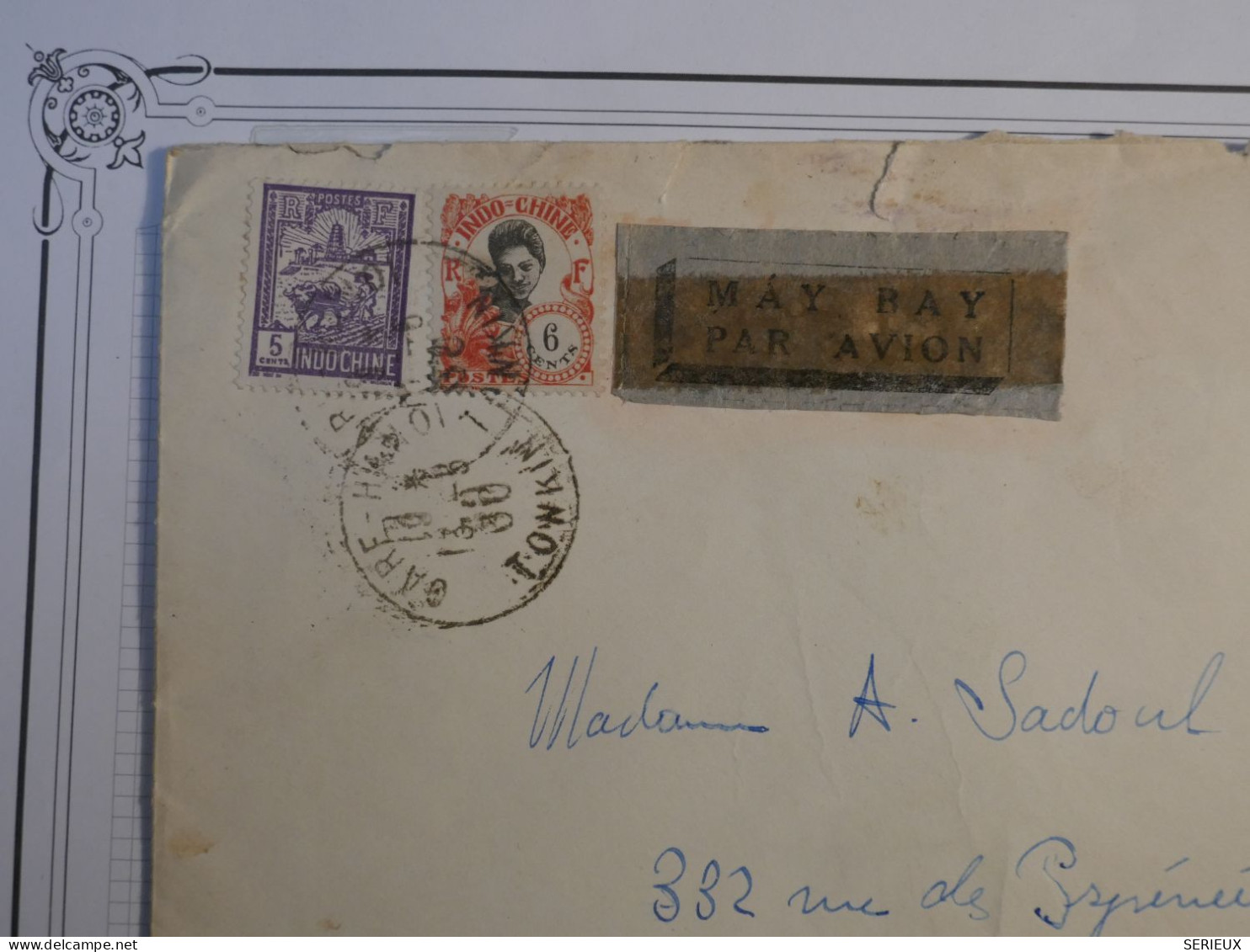 DD18 INDOCHINE LETTRE 1930 PAR AVION  HANOI TONKIN A PARIS FRANCE  + + AFF. INTERESSANT - Brieven En Documenten