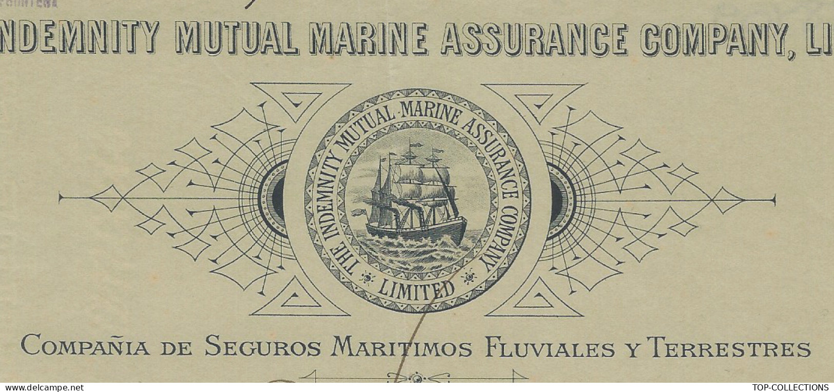 1894  NAVIGATION Espagne ENTETE THE INDEMNITY MUTUAL MARINE ASSURANCE Cy Henry MacPherson Cadiz - Spain