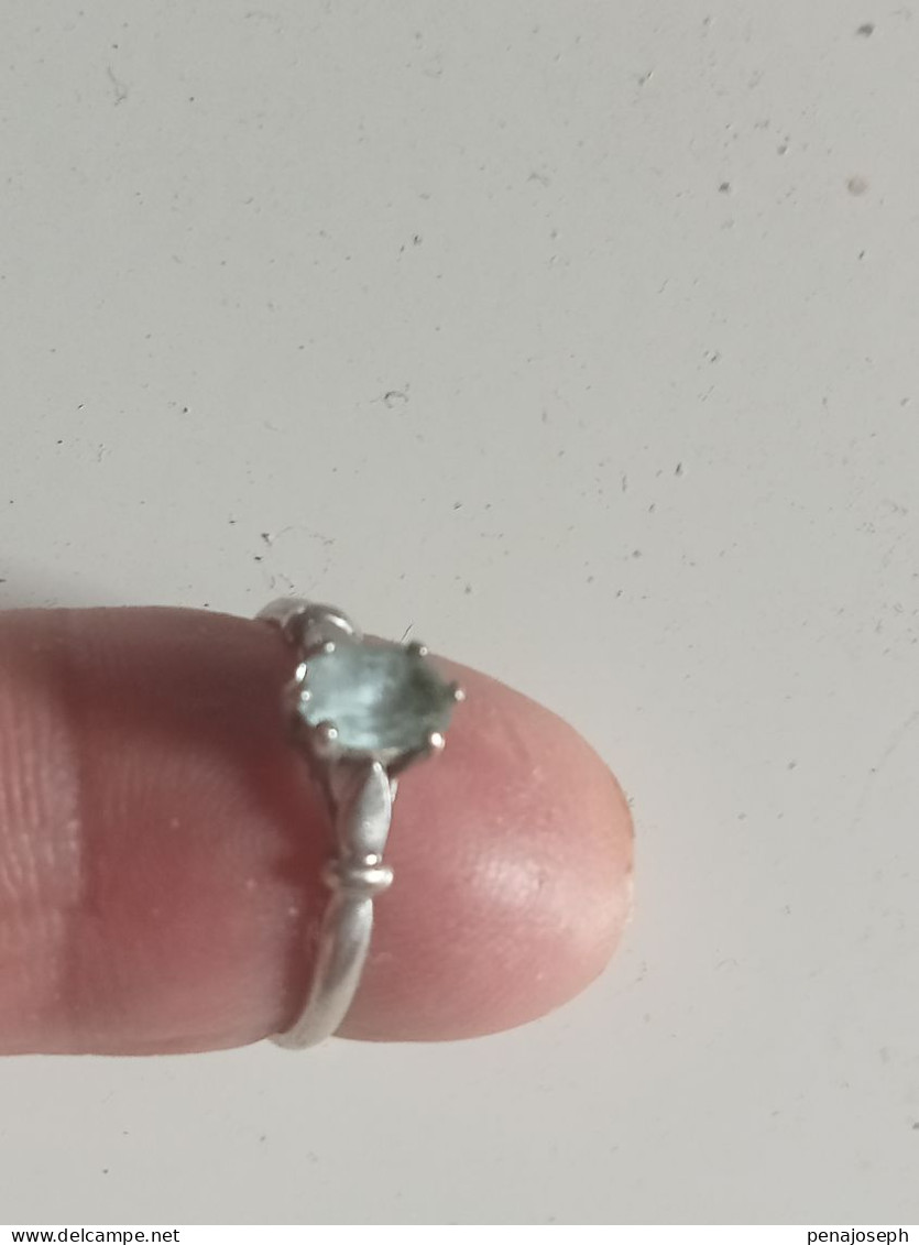 bague argent avec aigue marine diamètre intérieur 16 mm