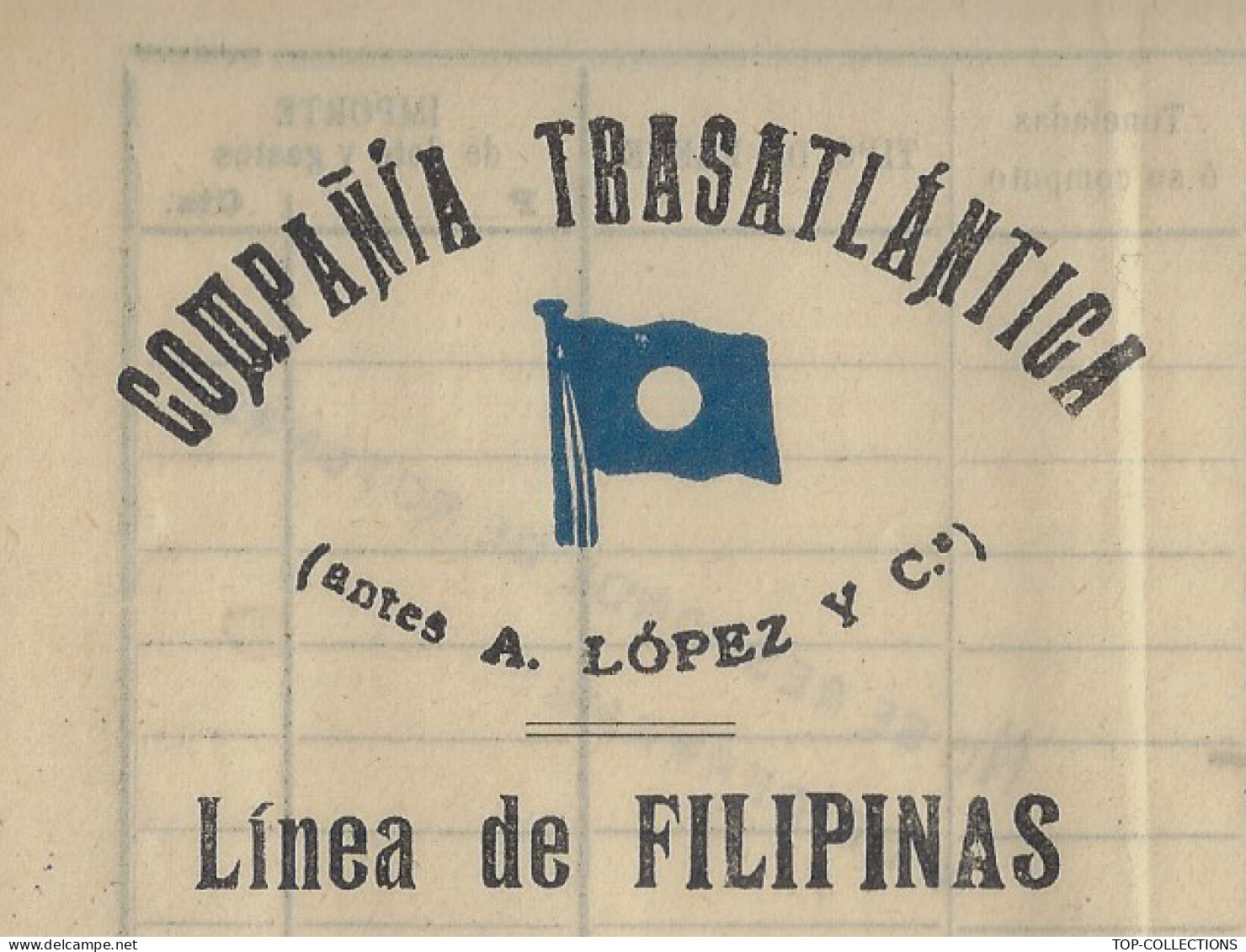 NAVIGATION 1915 ENTETE PAVILLON HOUSEFLAG BILL OFLADING Compania  Trasatlantica Cadiz V.HISTORIQUE - Espagne