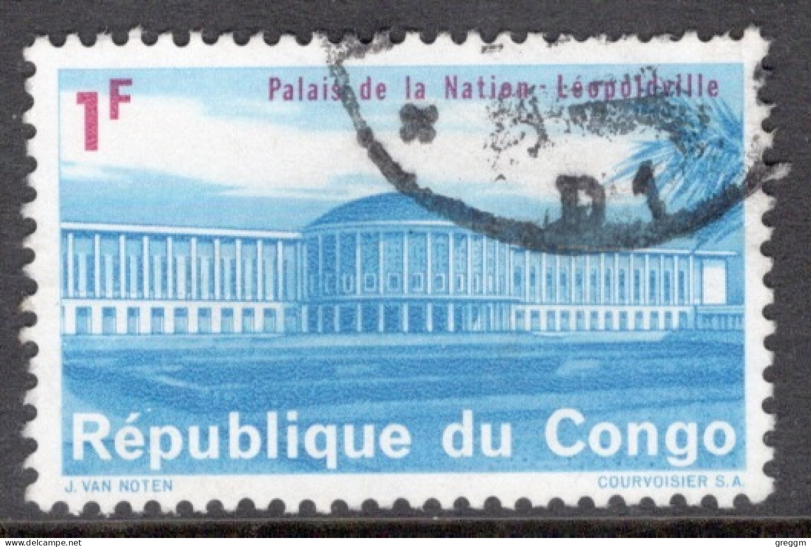 Kinshasa Congo 1964 Single 1f Stamp From The Definitive Set  National Palace, Leopoldville  In Fine Used. - Oblitérés
